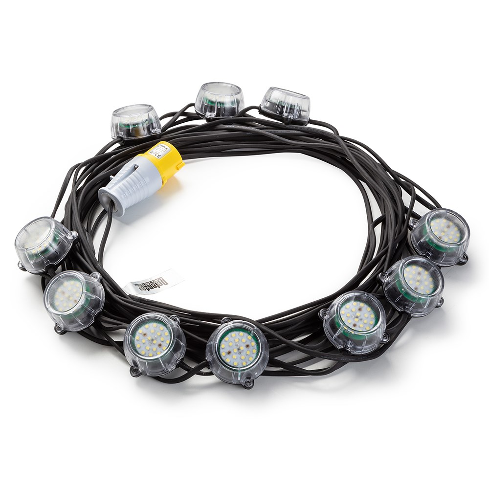 Defender 22m Heavy Duty LED Encapsulated Festoon String Lights 50W 110V
